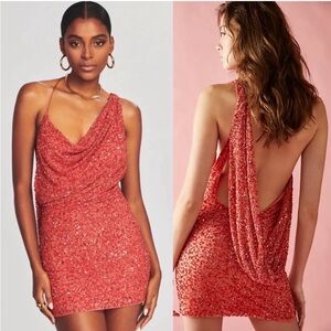 Orange Retrofete sequin mini dress US 2